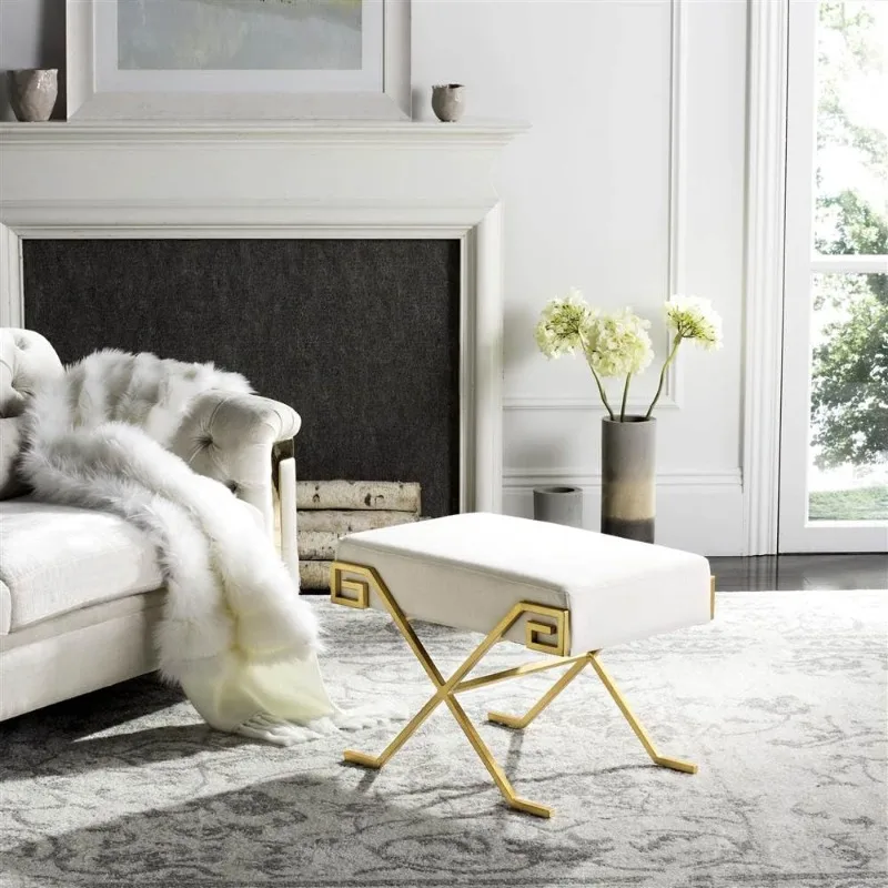 Home Collection Luna Light Beige Greek Key Bench US(Origin)