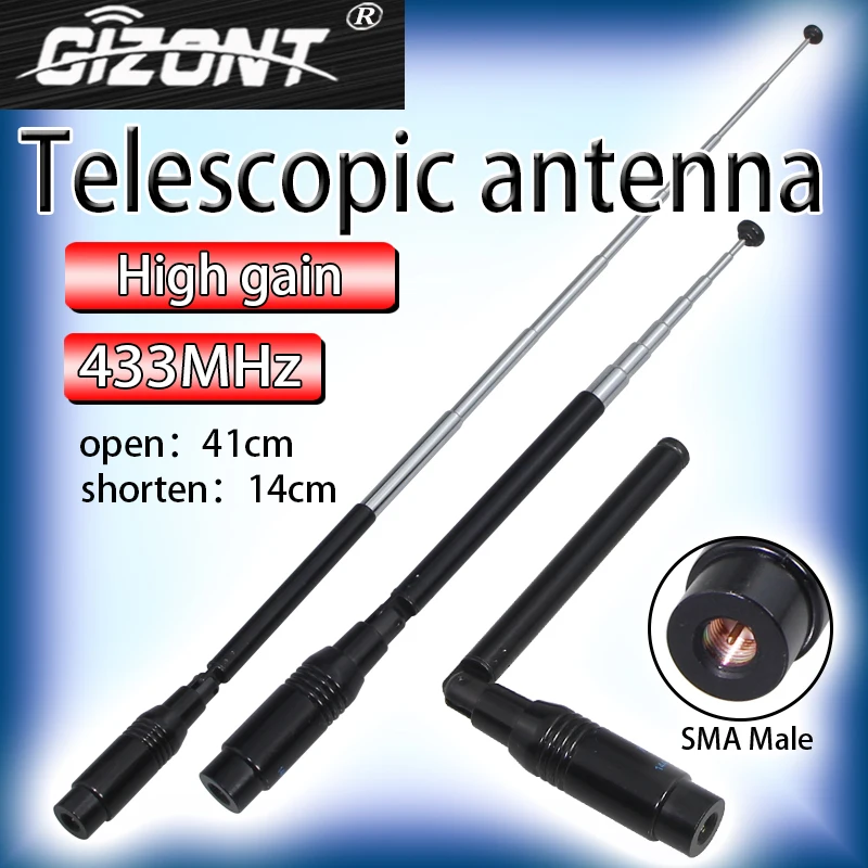 LORA Internet of Things 433MHz high gain antenna Pull rod telescopic antenna data transfer radio ​bendable antenna SMA-J male