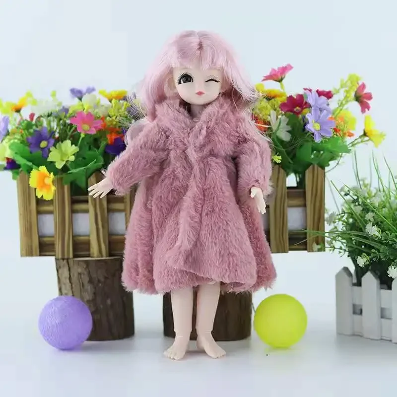 4pcs/lot Fur Coat Jacket 1/6 BJD Doll Clothes For Barbie Clothes Outfits Winter Dress 11.5