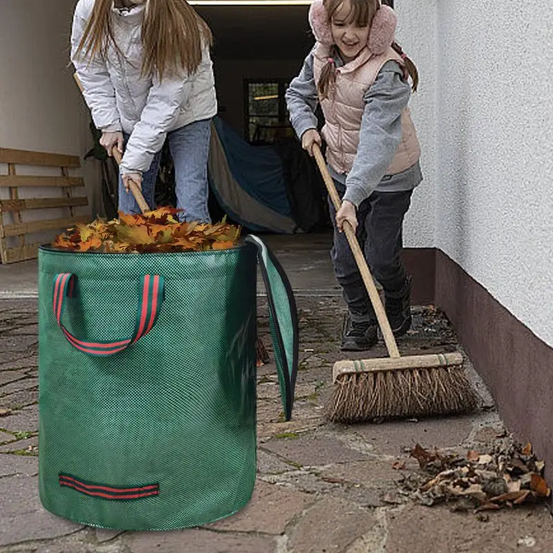 Garden Bag para Coletar Folhas, Lixeiras, Heavy Duty, Deixa Capacidade, Lata com alças, Deixa Resíduos