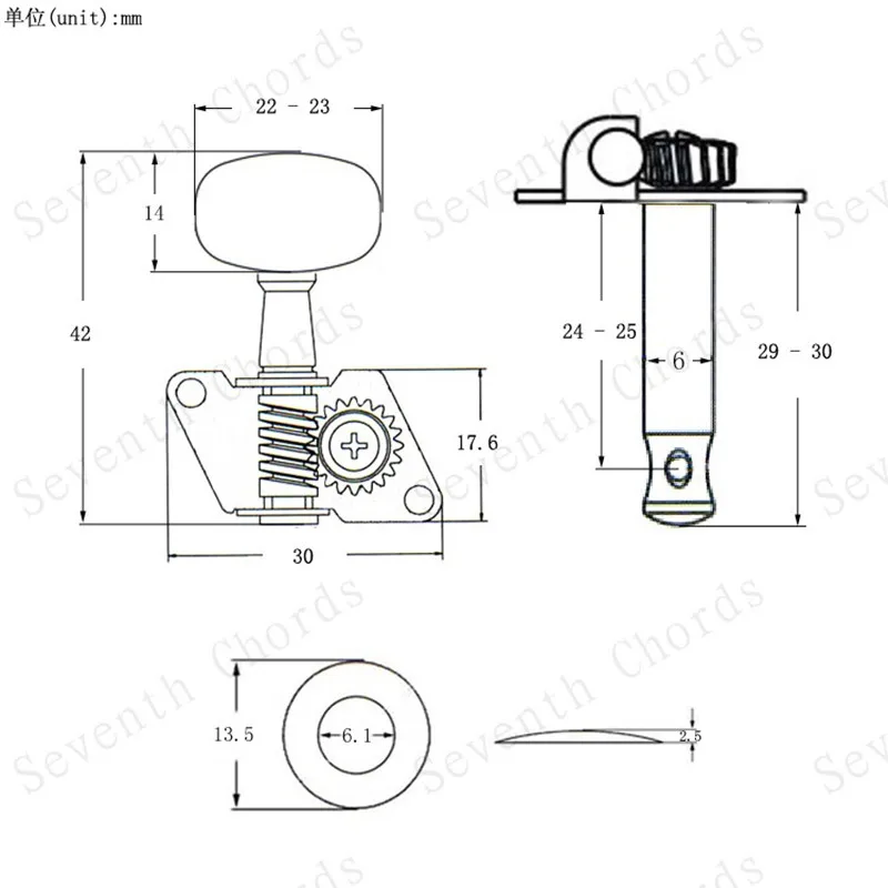 Ein Satz 3R3L Gold Akustikgitarrensaiten Stimmwirbel Tasten Mechaniken Mechaniken Gitarrenzubehör Teile Musikinstrument – Detail 6
