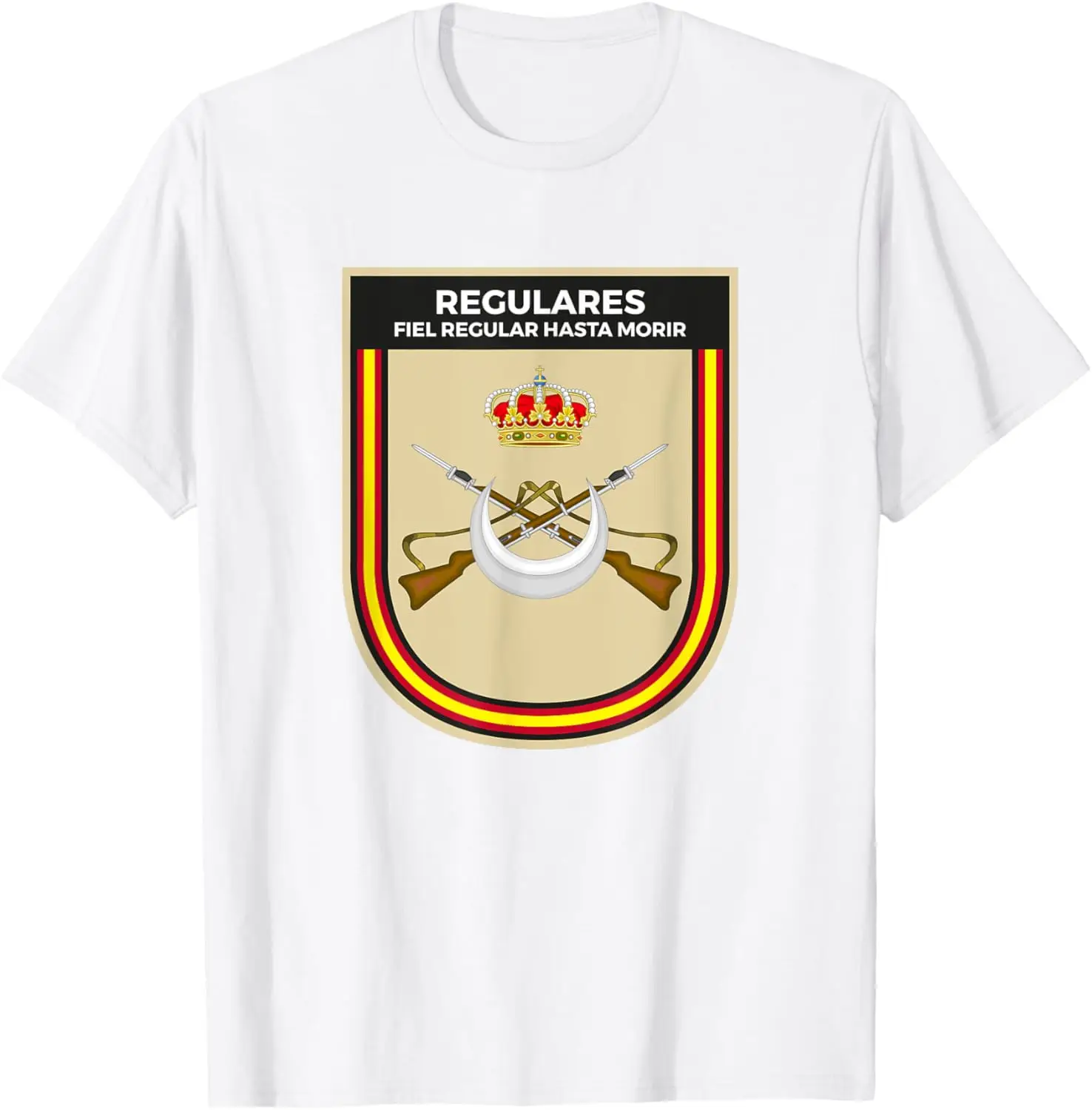 Emblema Escudo Regulares Ejército Español Camiseta T-shirt Short Sleeve Casual 100% Cotton Shift