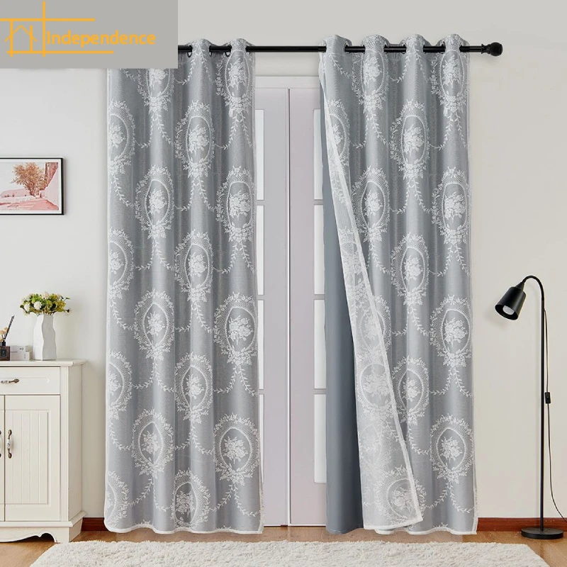 

Двухслойная ткань, марлевые встроенные кружевные оконные марлевые шторы для гостиной, спальни, французского окна, балкона, по индивидуальному заказу