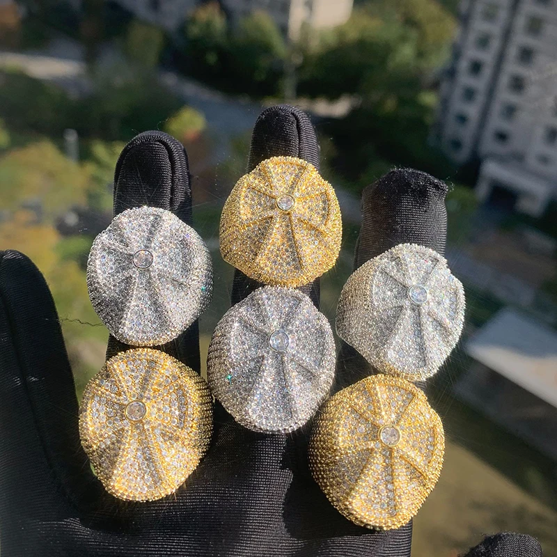 

Hip Hop 5A+ CZ Stone Paved Bling Iced Out Cross Finger Rings for Men Rapper Jewelry Gold Silver Color Size 7-10