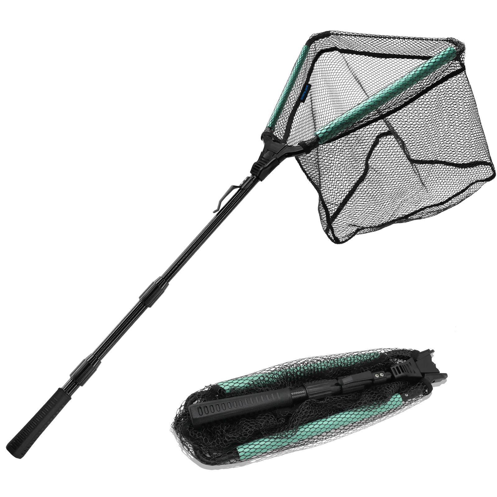 

SANLIKE Floating Fishing Net Fish Folded Landing Nets with Telescopic Rod Handle Durable Rubber Coated Collapsible