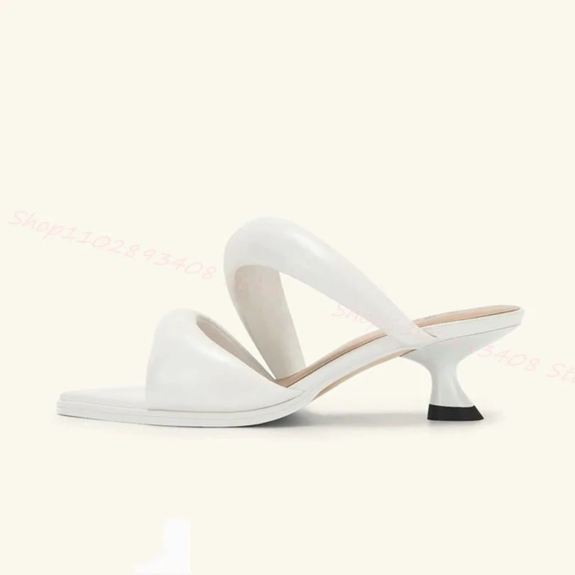 Sliver Kitten Heel Slippers Slip on Pointed Toe High Heels Shallow Concise Shoes Women New Dress Shoes 2023 Zapatos Para Mujere