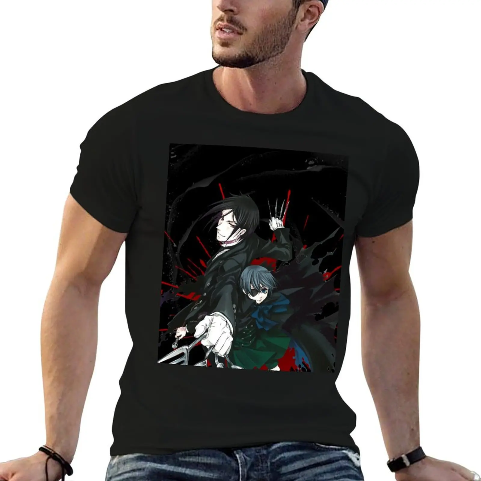 Ciel and Sebastian Black Butler T-Shirt t shirts designer t shirts for man cotton man t shirt designer T-shirt
