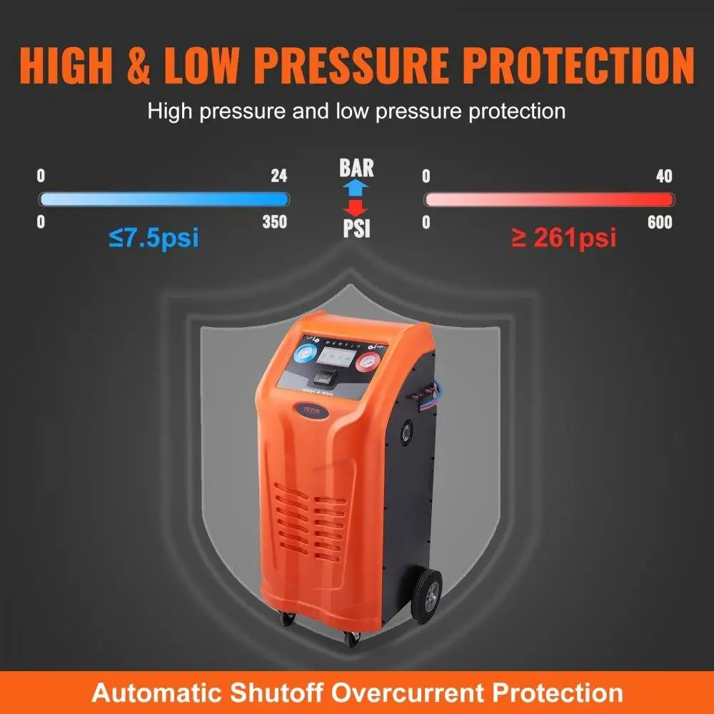 Vollautomatische Kältemittel-Rückgewinnungsmaschine – AC-Rückgewinnungsmaschinen-Set mit zwei Zylindern, eingebautem Kompressor/elektronisch