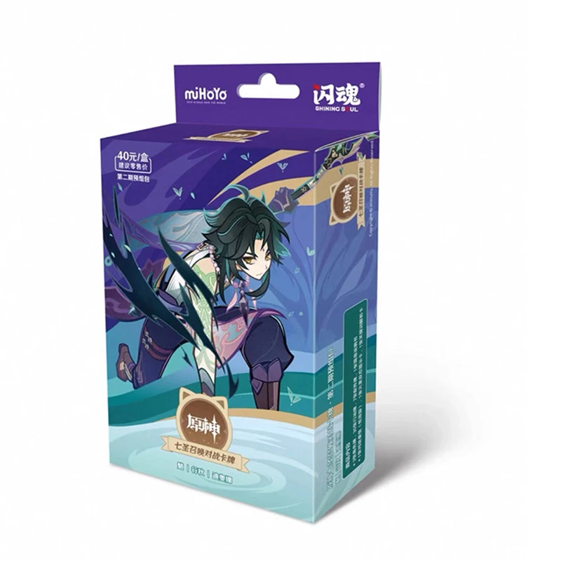 Original Genshin Impact Card Phase II Genius Invokation TCG Battle Card Hu Tao Zhongli Anime Game Collection Cards Kids Toy Gift