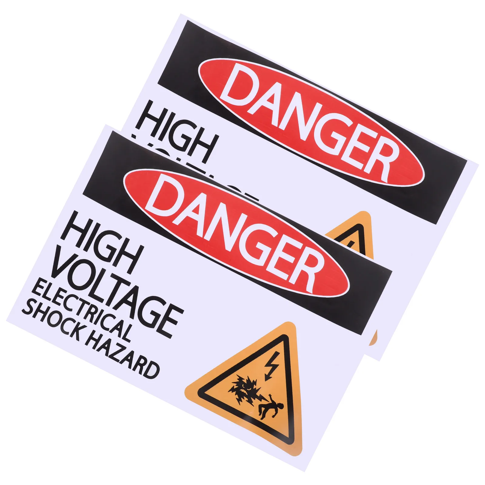 2 Sheets High Voltage Warning Sticker Safety Sign Decal Pvc Self Adhesive Bright Long Lasting Factory Construction Use