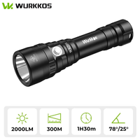 Wurkkos WK20S Powerful Diving Flashlight IPX8 Waterproof Scuba Dive Light Rechargeable Max 2000 Lumen SST40 HD LED 4 Modes