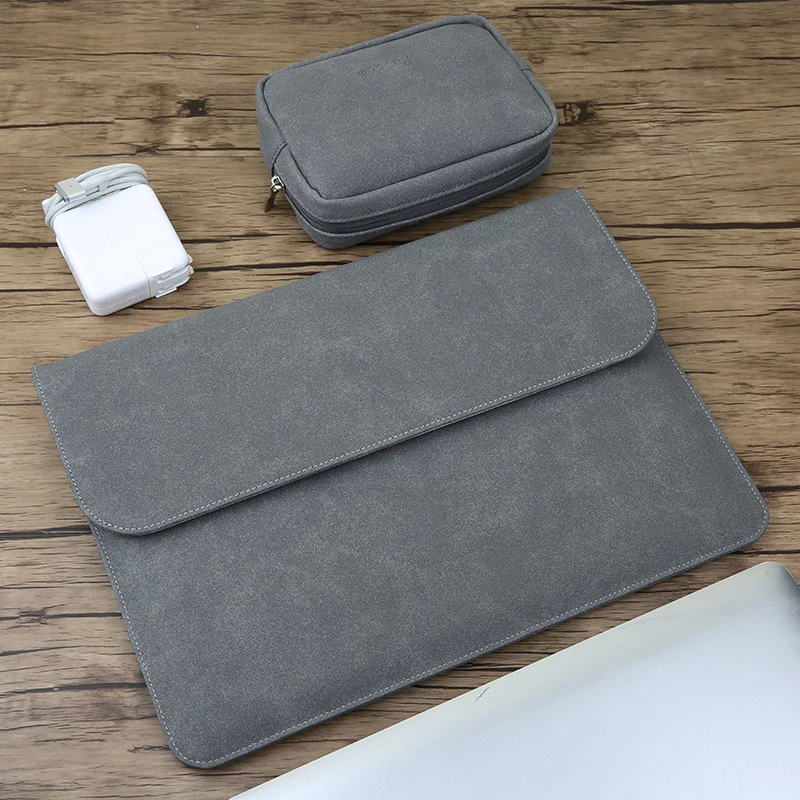 Matte Magnetic Buckle PU Laptop Sleeve Bag For Xiaomi Macbook Pro 13 Case Air 11 12 2020 New 15 16 Touch/ ID Bar Women Men Cover