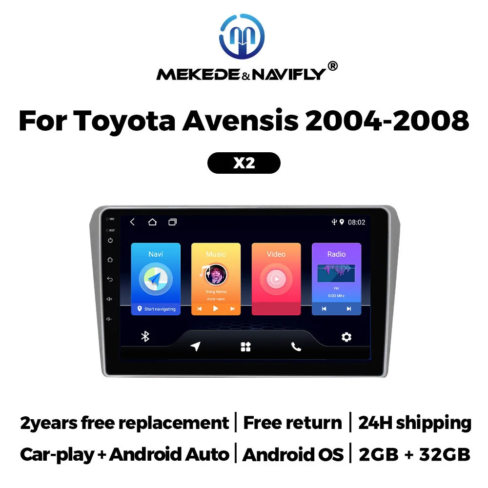 For Toyota Avensis T25 2002 2003 2004 2005 2006 2007 2008 Carplay Android Auto Car Radio GPS Touch Screen Head Unit FM Autoradio
