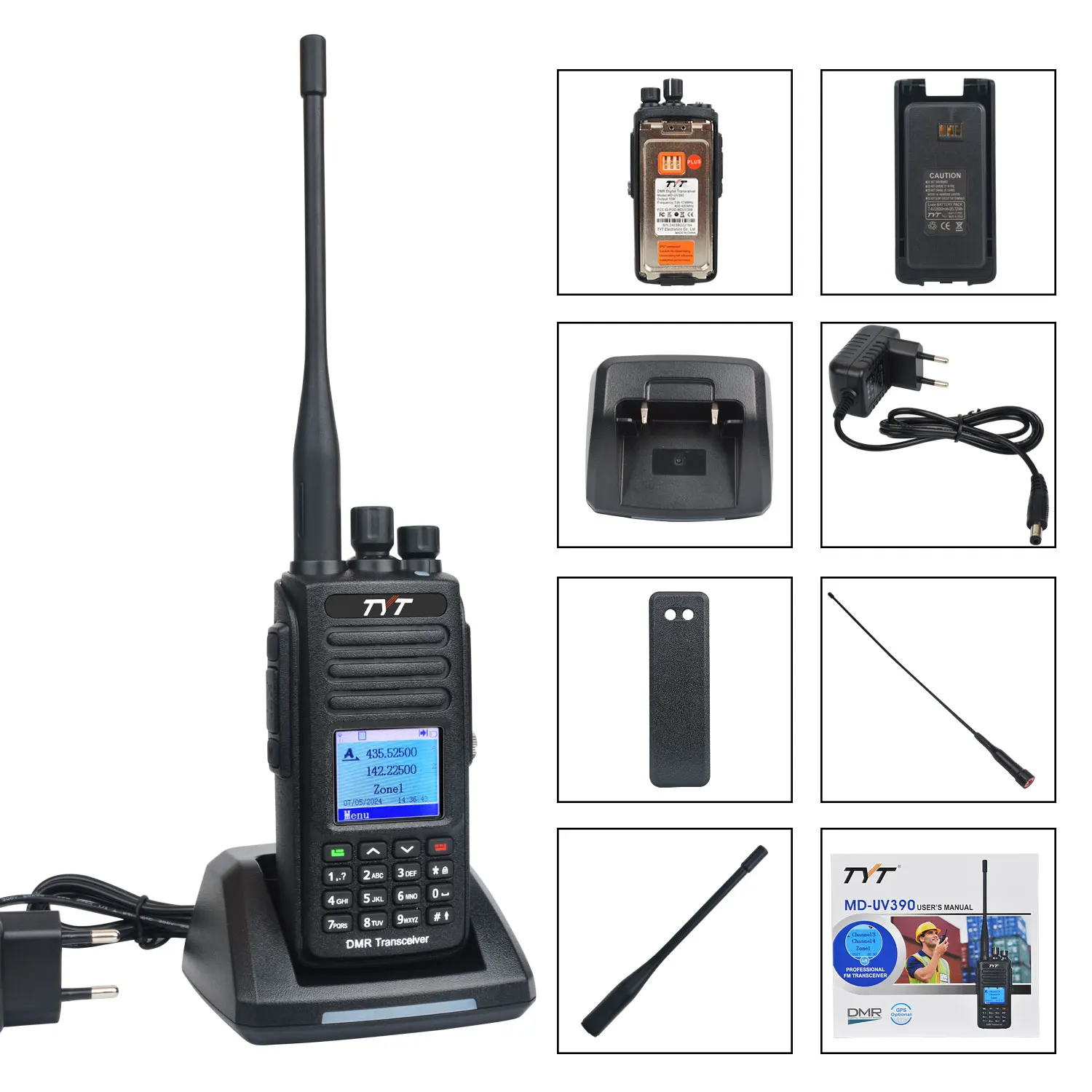 สูงสุด! MD-UV390 GPS 10W IP67 กันน้ํา Dual Band AES256 การเข้ารหัสบันทึก DMR Digital Analog Walkie Talkie W/2800mAh USB-C