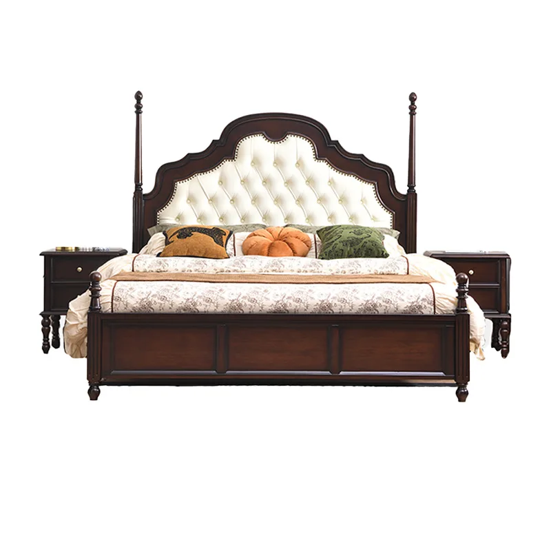 PYJ retro solid wood soft bag Anna bed medium antique senior double bed