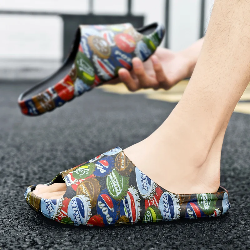 

Men Minimalist One Piece Rubber Slippers Wear Resistant Flexible Sole Anti Slip Breathable Shower Outdoor Beach Lazy Footwear
