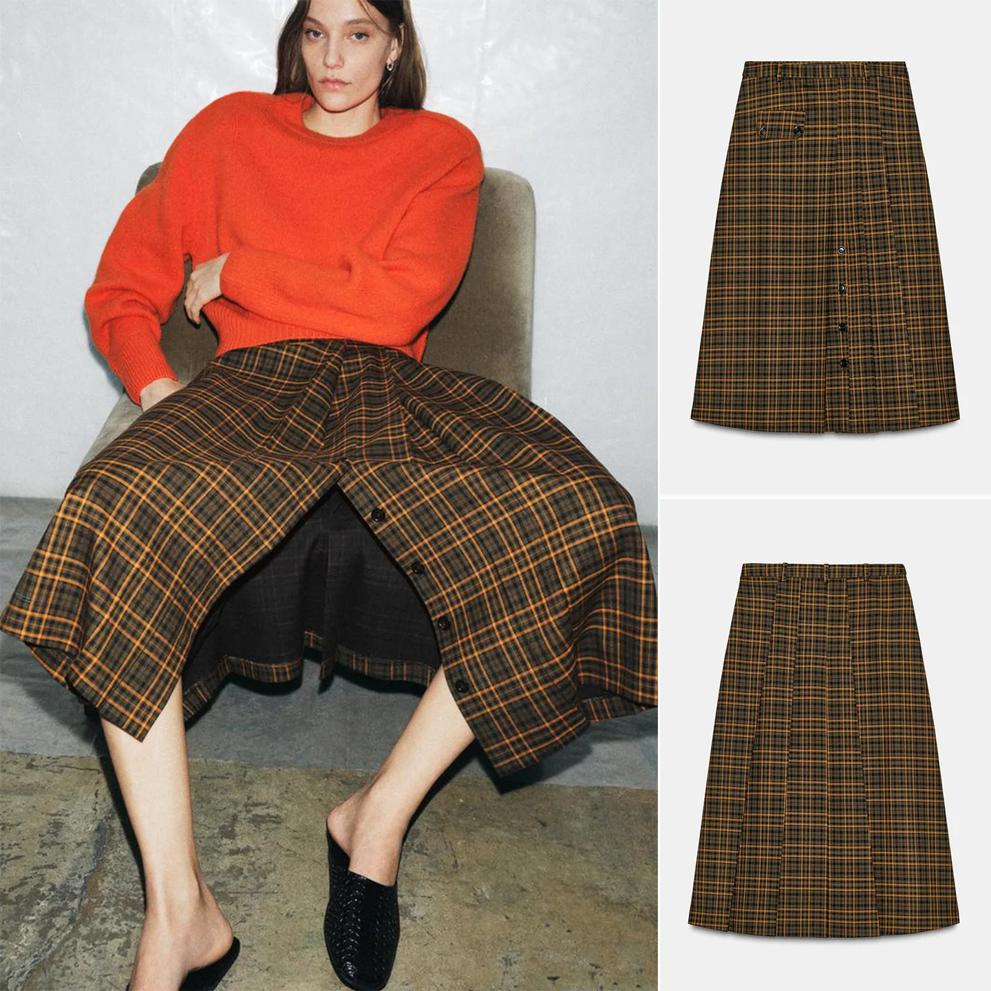 

Новая весенняя коллекция: женская юбка миди с высокой талией, А-силуэт, плиссированная, в клетку, из полиэстера, модная.