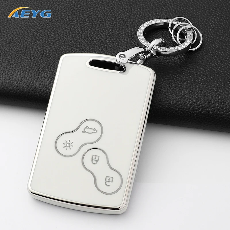 For Renault Clio Laguna Koleos Megane Fluence Zoe Scenic Captur Card TPU Car Remote Key Case Cover Shell Keychain Accessories
