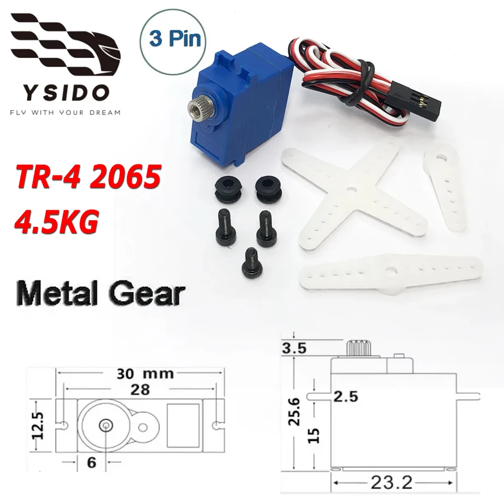 YSIDO TR-4 2065 RC Auto Teile Micro Digital Servo Metallgetriebe Mini 4,5KG Hochdrehmoment Wasserdicht für Traxxas TRX4 1/10 TRX4M 1/18