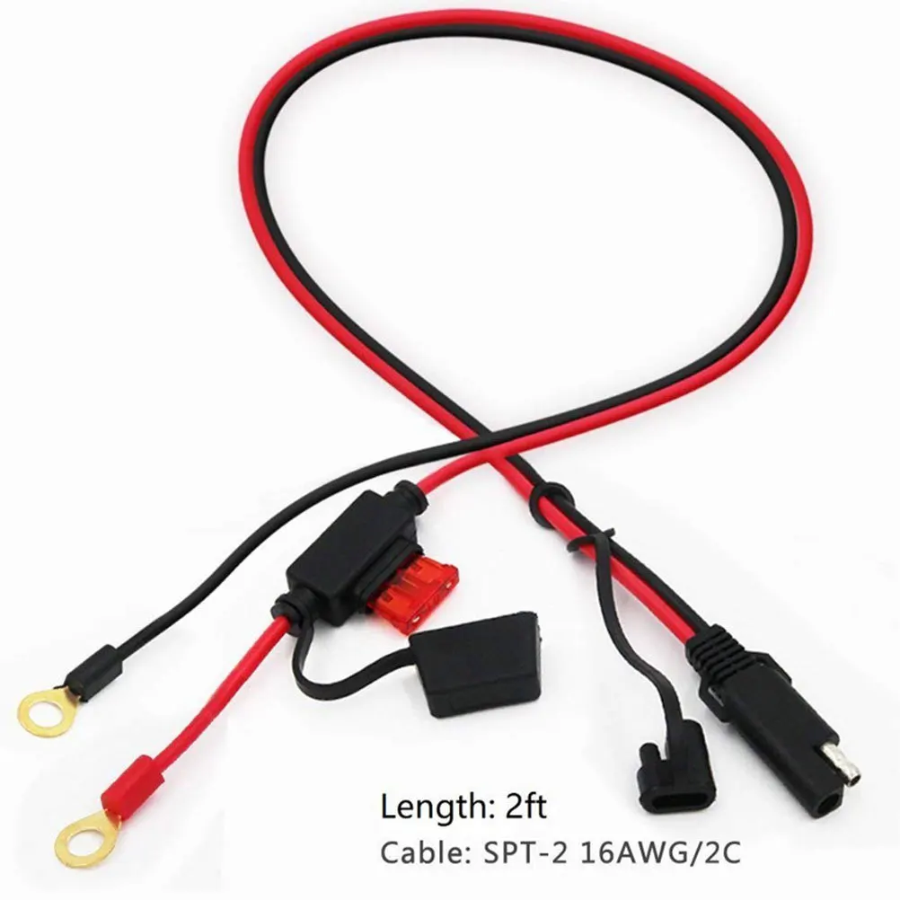 

1Pcs Extension Cable Sae to Ring Connector Heavy Duty Waterproof 12V Power Cord for Car Maintainer Sae Extension