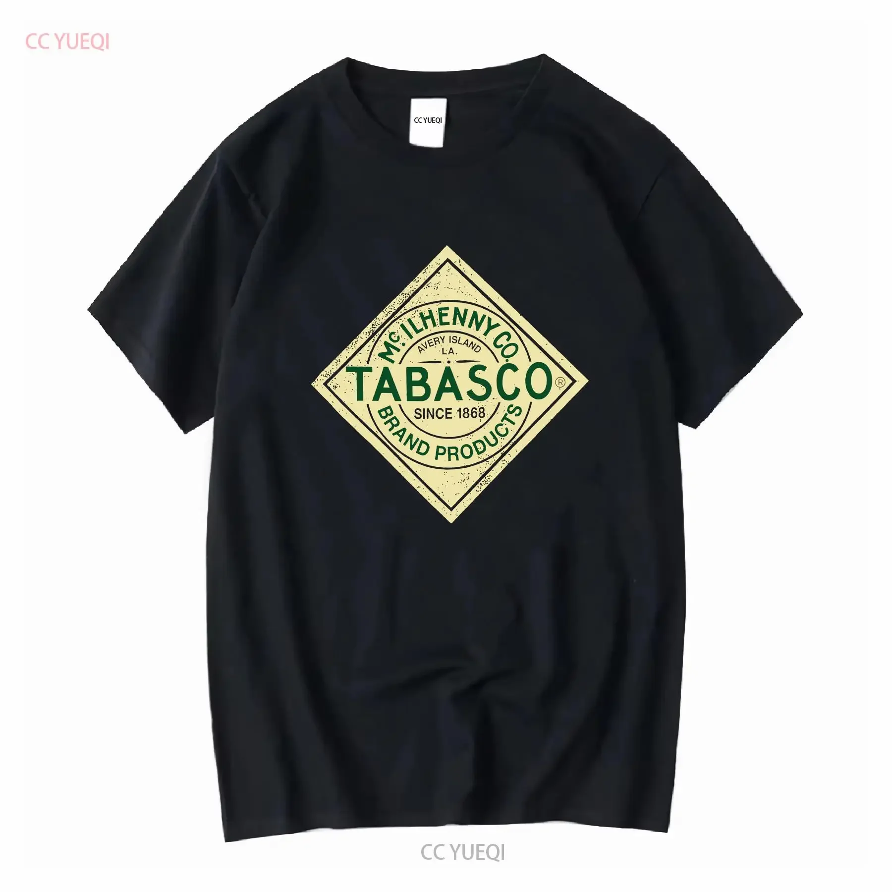 Tabasco-Camiseta informal roja con Logo desgastado para hombre, talla mediana, vintage, lavada, transpirable, versátil, ligeramente