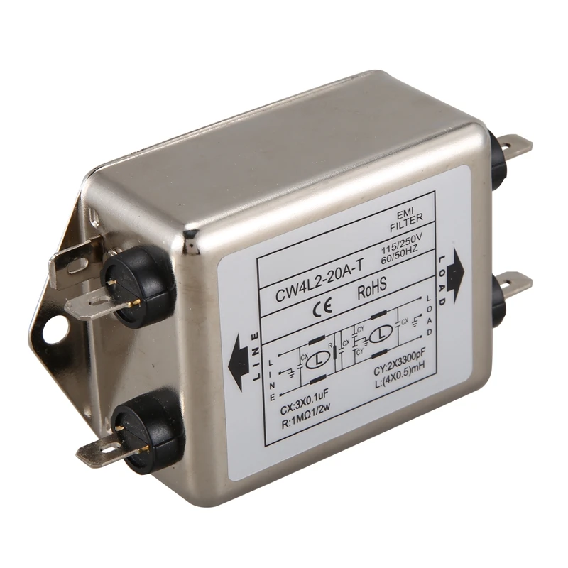 A01V-Power EMI Filter CW4L2-20A-T Single Phase AC 115V / 250V 20A 50/60HZ