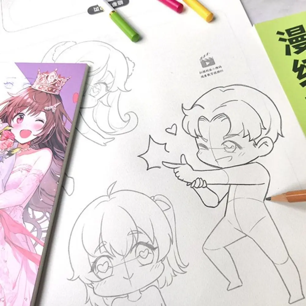 Comics Girl Boy Comics Hand Drawn Tutorial Book Studying Novice Zero Basic Line Draft Practice Book Learning Drawing Copy Book