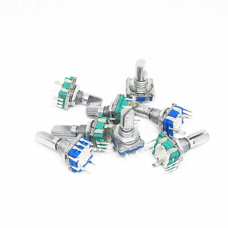 EC11 rotary encoder, coding switch, EC11 digital potentiometer with switch, five-pin handle, length 20MM, 15MM