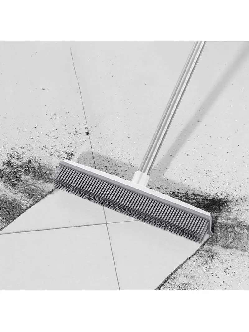 ステンレス製ロングハンドル掃除ブラシ-シリコン製フロアカーペット掃除ツール-水切りブラシ-動物の毛取りブラシ-家庭用