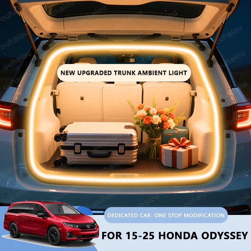 

FOR 15-25 HONDA ODYSSEY trunk light modification light Atmosphere lights White warm white Rear Trunk LED Light Bar