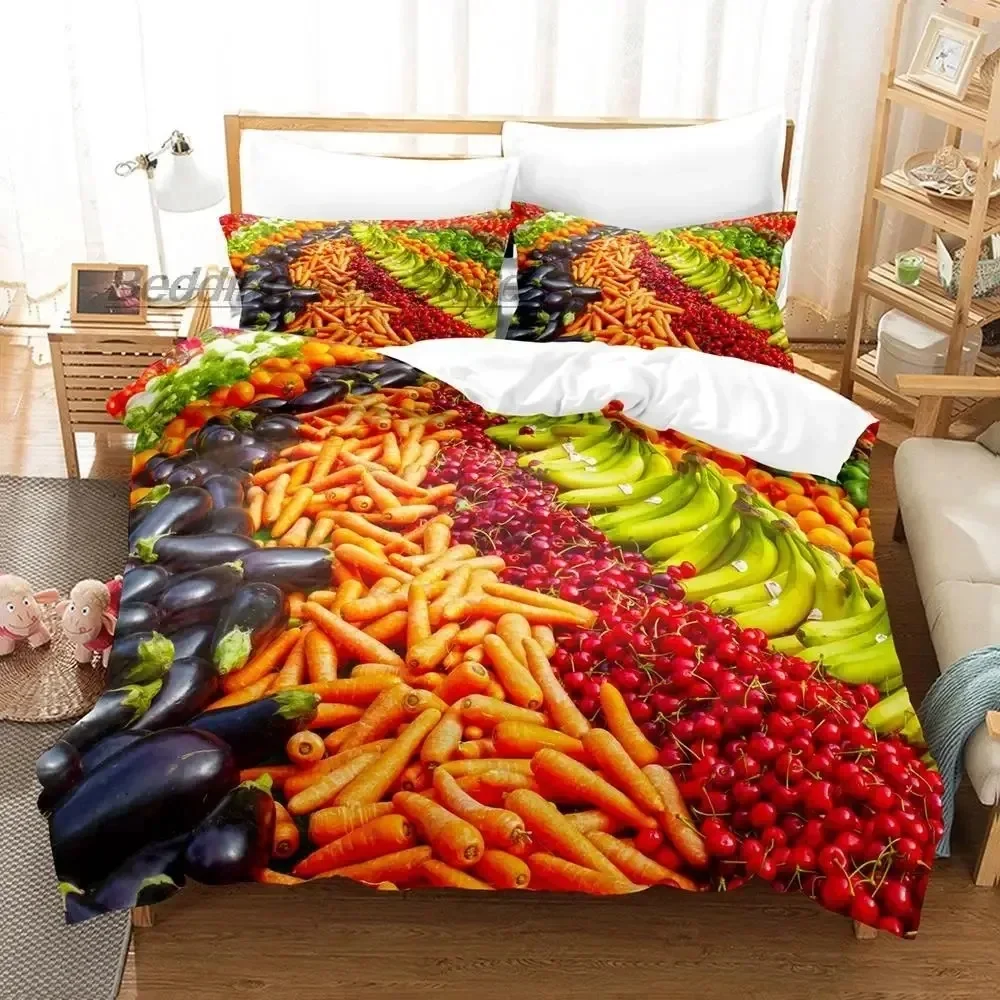 2024 strawberry vegetables and fruits Bedding Set Single Twin Full Queen King Size Bed Set Aldult Boys Bedroom Duvetcover Sets