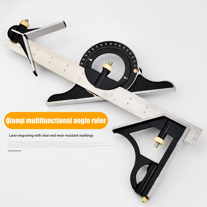 Combinación multifuncional, regla y transportador de ángulo recto ajustable, herramienta de medición móvil, instrumento de medición