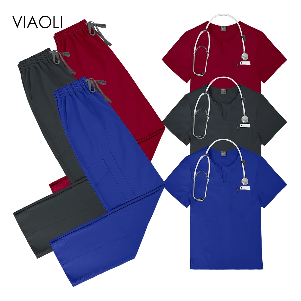 

Униформа медсестры, тонкие дышащие скрабы, медицинская униформа, женские топы-скрабы, эластичные скрабы, брюки, медицинская рабочая одежда для врачей, спа-комбинезоны