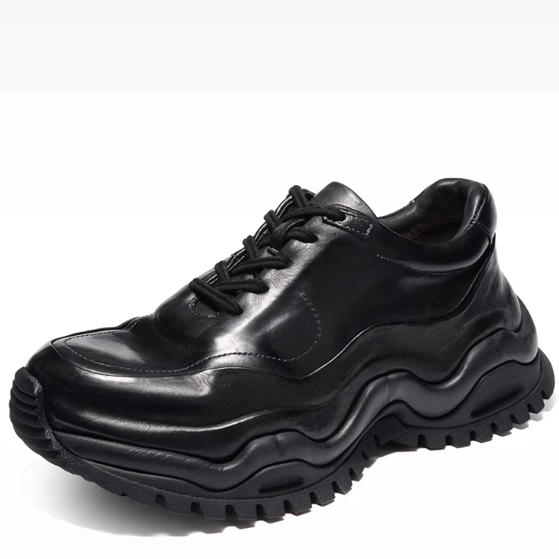 Hand Washed Horsehide Thick Soled Daddy Shoes for Men's and Women's Retro Comfortable Breathable Outdoor Sports and Casual Shoes