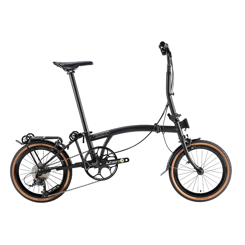 Chromoly Steel Tri Fold Folding Bike 16 Inch 9 Speed Carston Dual V-Brake Portable Frame 16 Inch Rim Foldable Travel City Bike