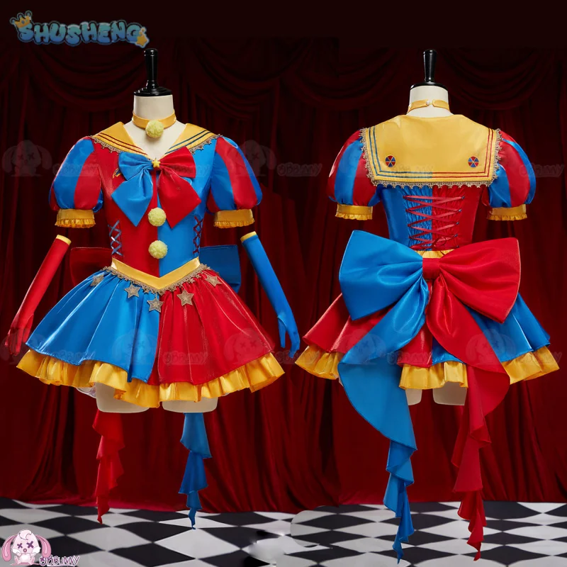 

Pomni Woman Adult Digital Circus Cosplay Costumes Cosplay Masks Hat Jumpsuit Cartoon Christmas Halloween Party Cute Clown suit