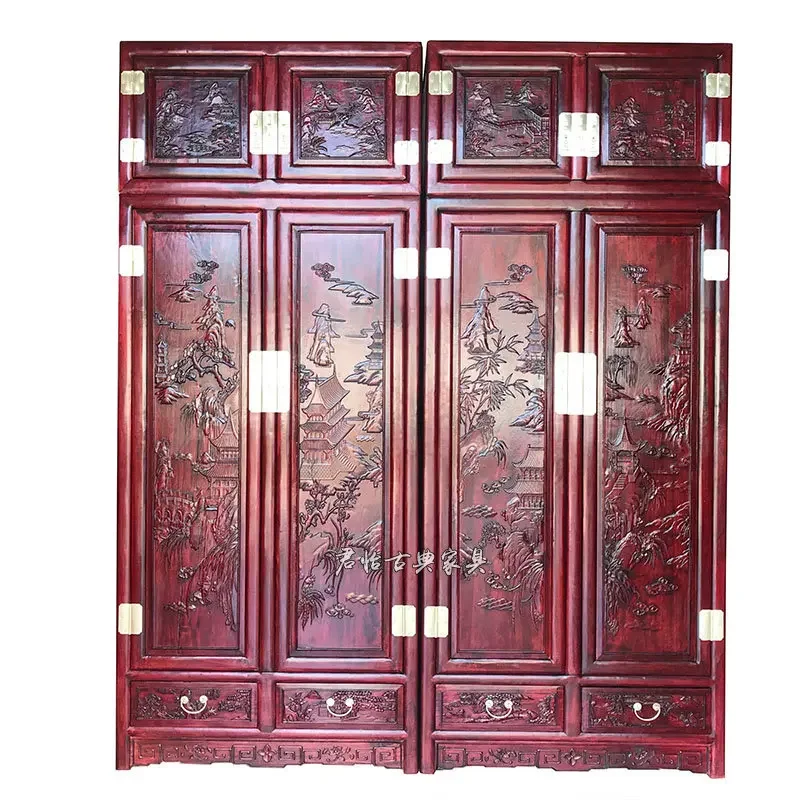 

Solid wood Chinese wardrobe camphor cabinet full wardrobe four doors storage