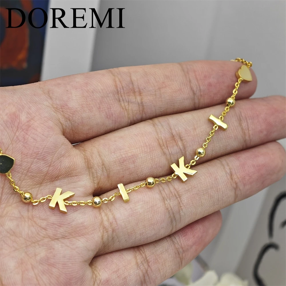 DOREMI Custom Name Letters 6mm Size Letters Plain Letters Charms Beads Chain Bracelet