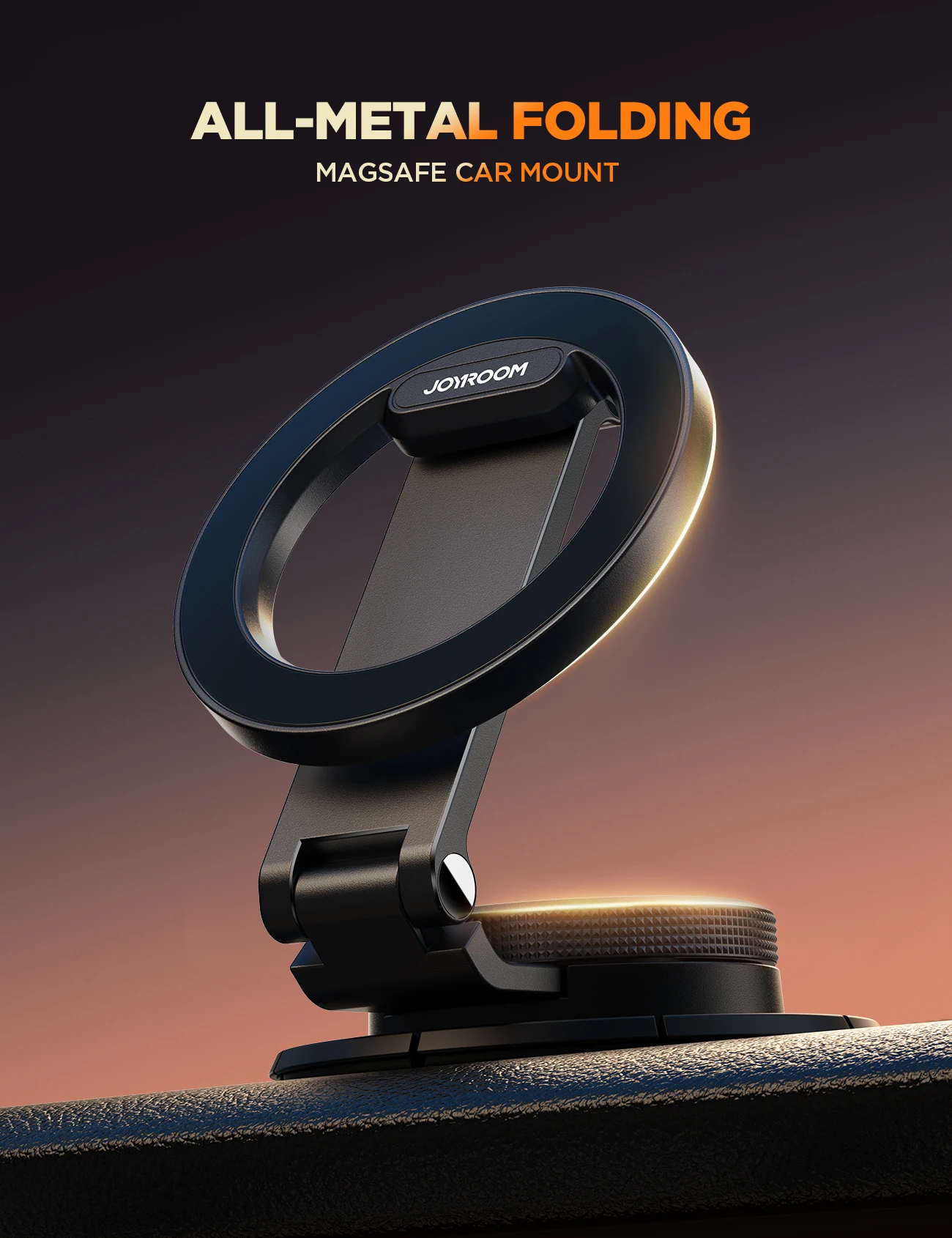 Magnetic Car Mount [All Metal & Extension Arm] Magnetic Mobile Car Mount for Dashboard, Mobile Car Magnet Holder for iPhone