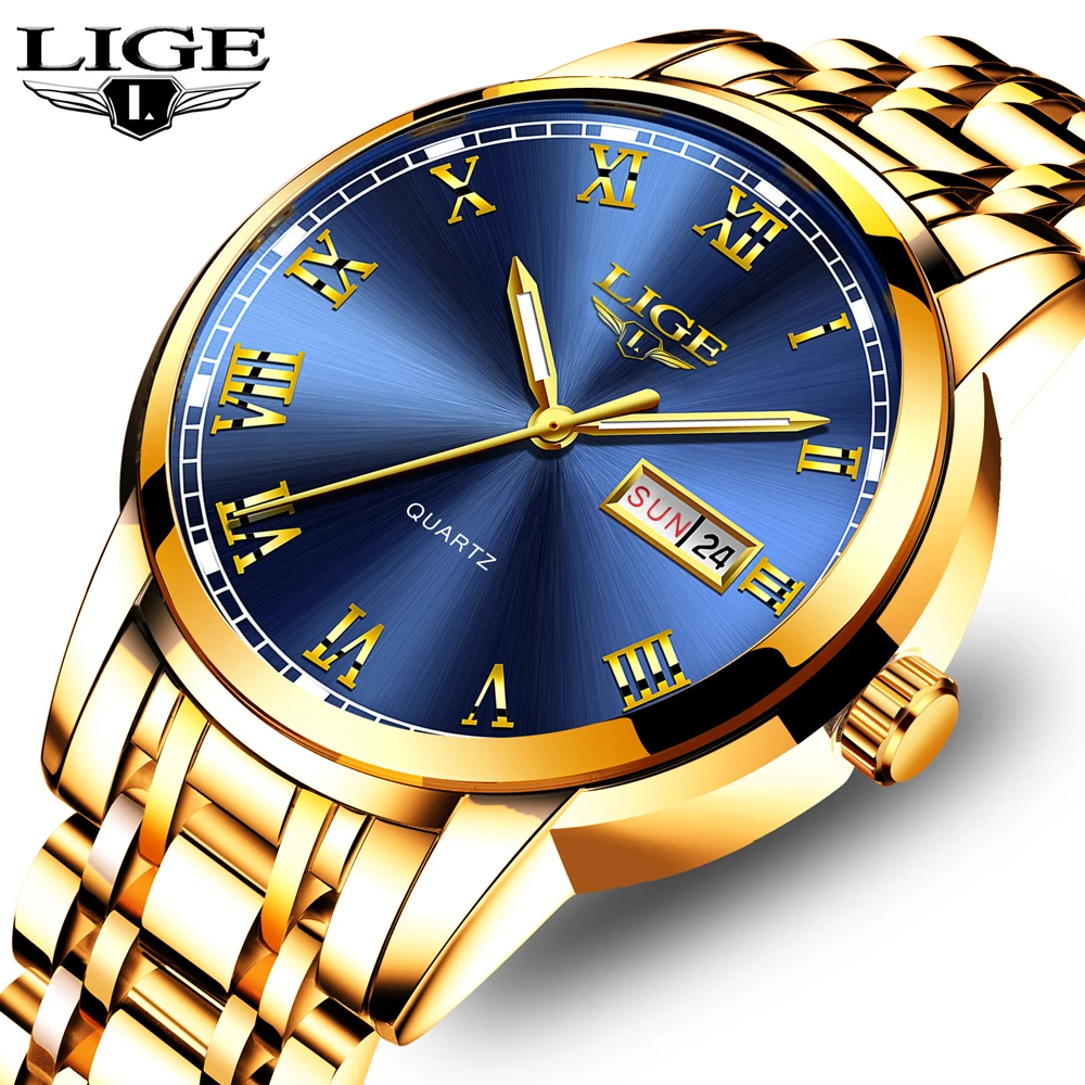 

LIGE Watch Top Brand Luxury Watch for Men Stainless Steel Business Waterproof Wirstwatch Man Quartz Watches with Calendar Clock