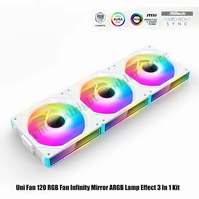 Cabless UNI Fan 120mm Infinity Mirror ARGB Lamp Effect 3 In 1 Forword Reverse Blades Unlimited Space PC Cooling Mute Ventilateur