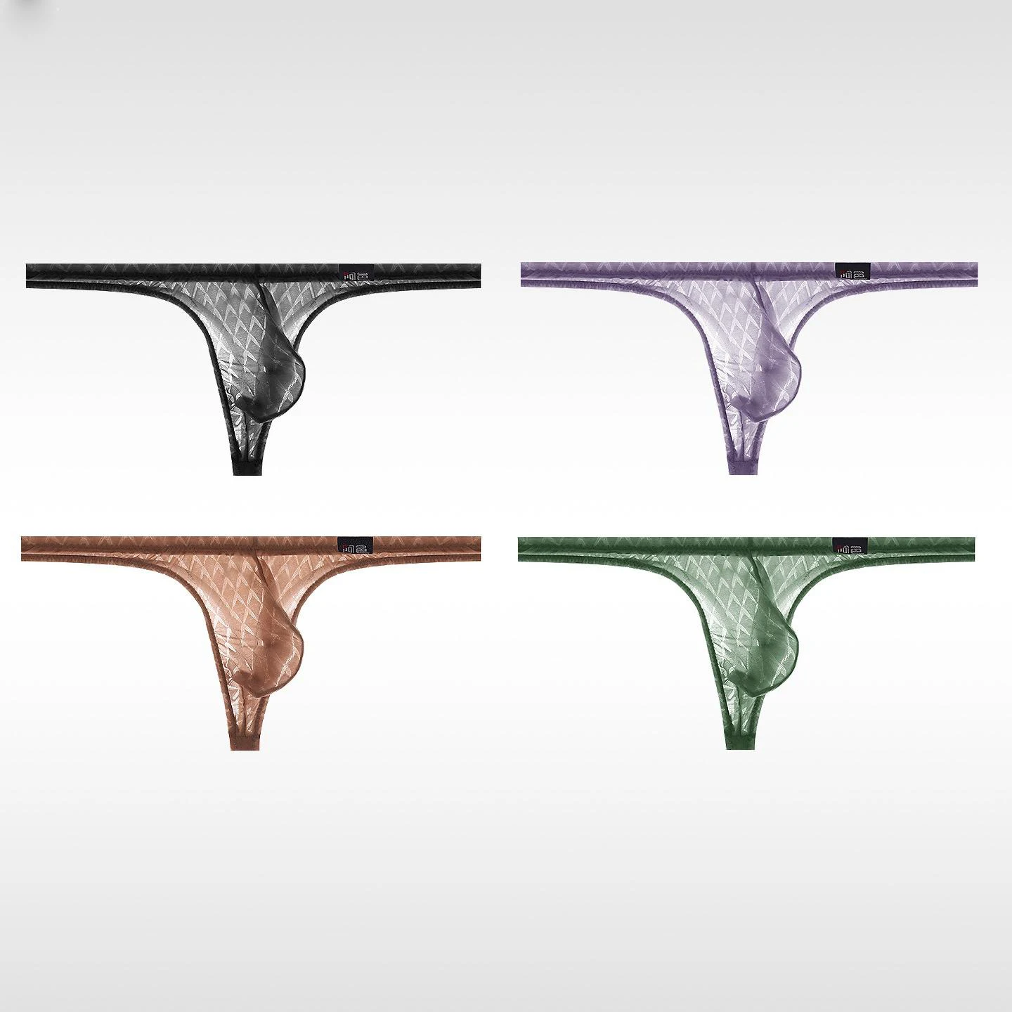 

Men's underwear super thin ice silk thong low waist tight sexy transparent T pants