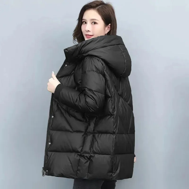 2023 Hooded Cotton Coat Women\'s Mid-Length Winter Jackets Elegant Mother\'s Parkas Padded Jacket Thick Down Padded Jacket Vintage