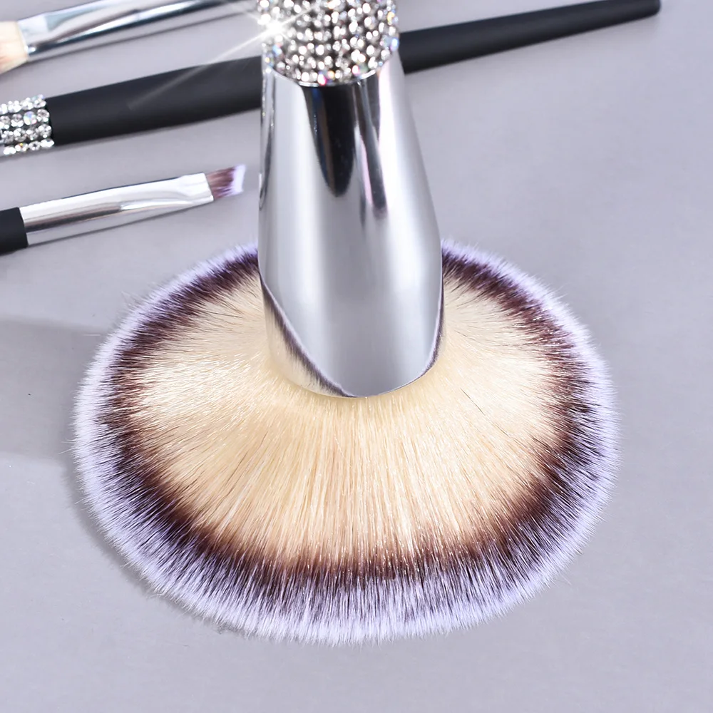 Wholesale Makeup Brushes Luxury Black Crystal Handle Glitter Custom Logo Foundation Make Up Brushes Private label Brush Set