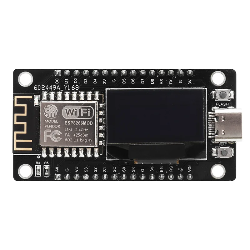 New!!Nodemcu ESP8266 Development Board With 0.96Inch OLED Display CH340 ESP-12E Wifi Module Micro-USB For Micropython Easy Insta