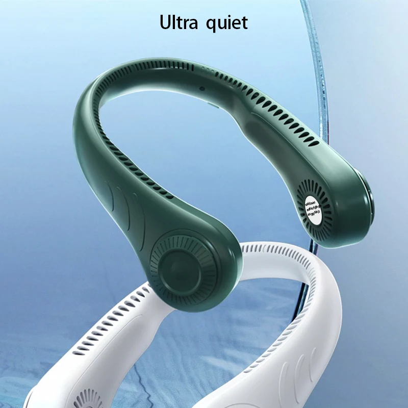 Hot Summer Selling Mini Silent Cooling Fan USB Rechargeable Portable Wearable Leaf-Less Outdoor Sports Neck Fan