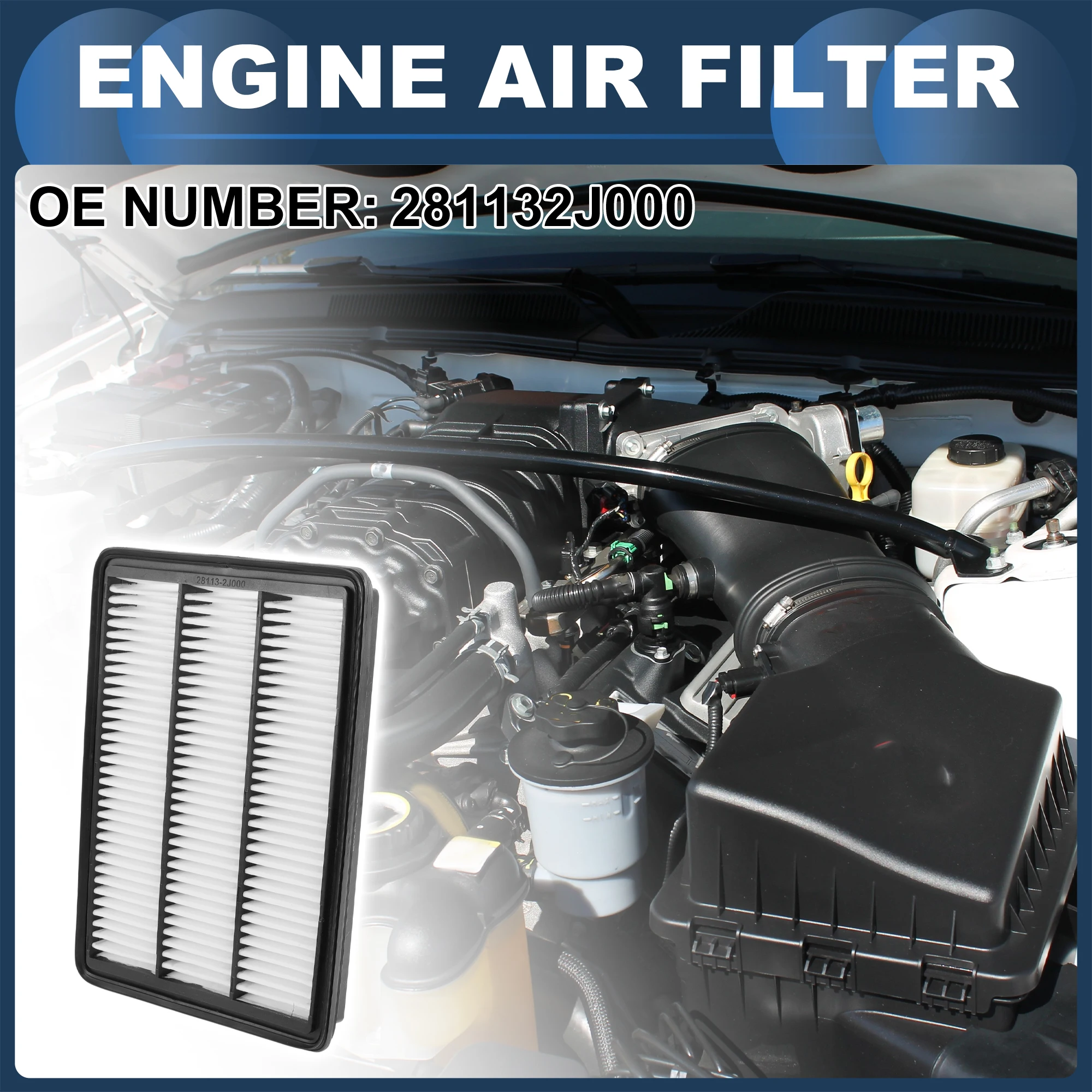 UXCELL Car Engine Air Filter No.281132J000 for Kia Borrego 3.8L 4.6L 2009 1Pc Long life