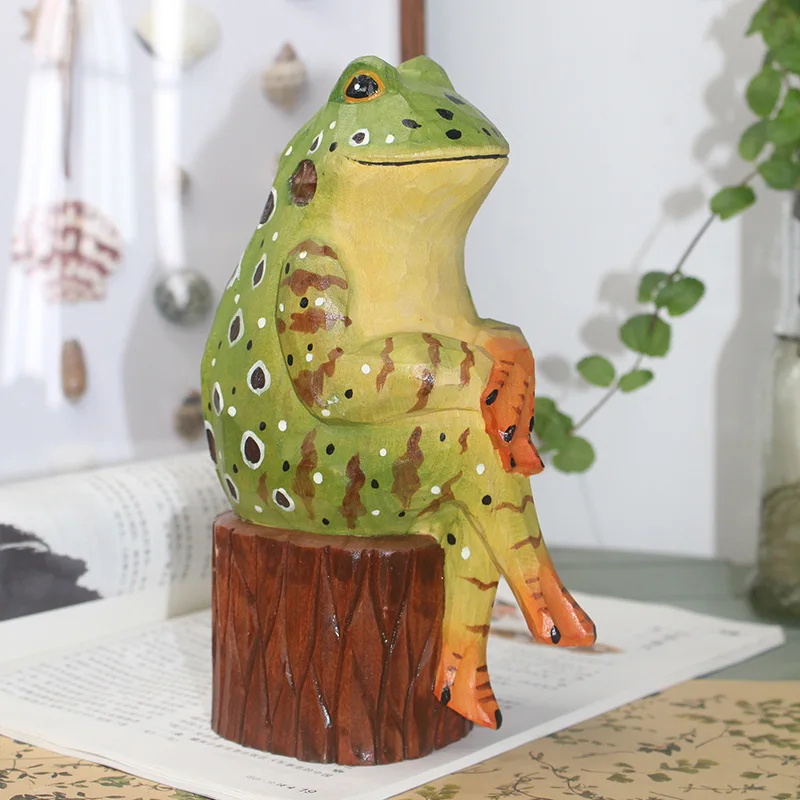 

Креативный домашний декор из цельного дерева, орнамент в виде лягушки, декоративное ремесло, праздничный подарок для друзей