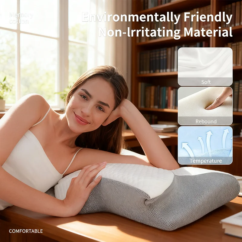 

Подушка для шейного позвонка с медленным отскоком, односторонняя подушка из пены с эффектом памяти, боковая подушка для сна для взрослых, космическая хлопковая подушка