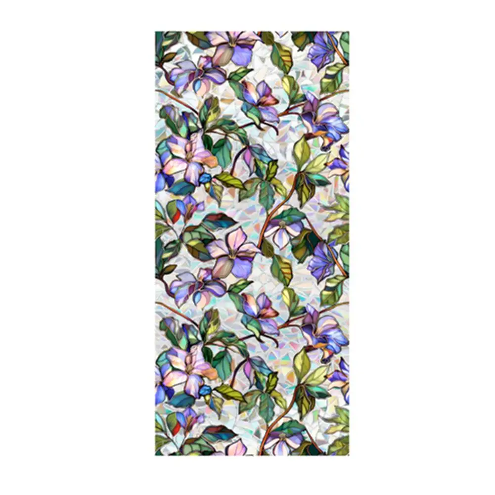 Colorful for static Window Film for Privacy and Decor Floral Design with Easy Application and Light Filtration